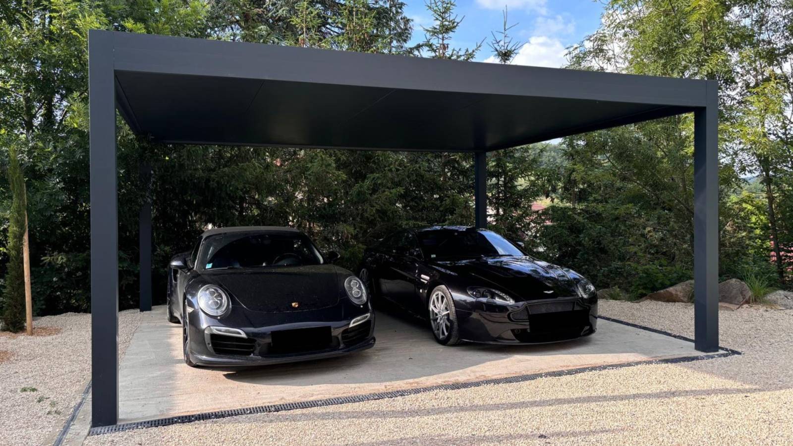 carport 2 places noir