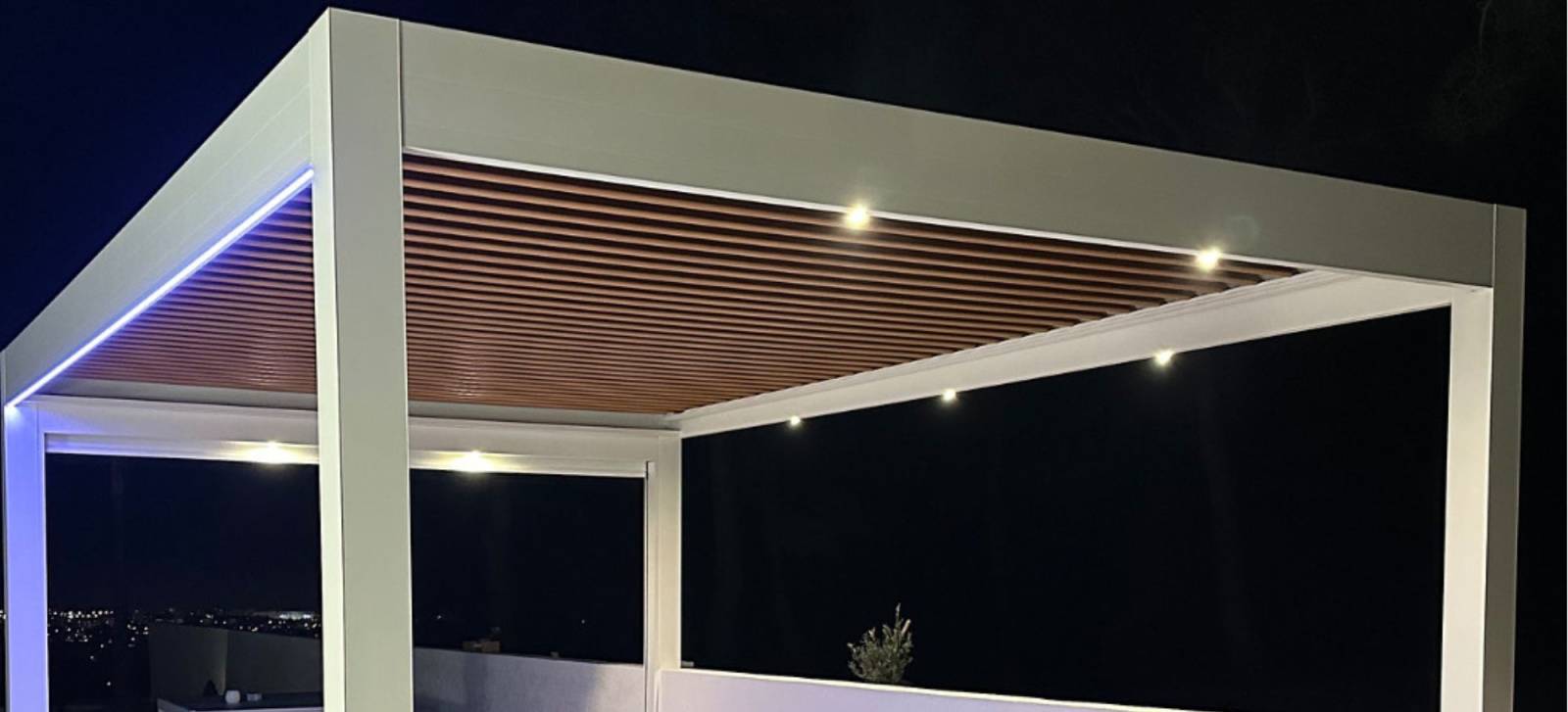 pergola lumineuse de nuit