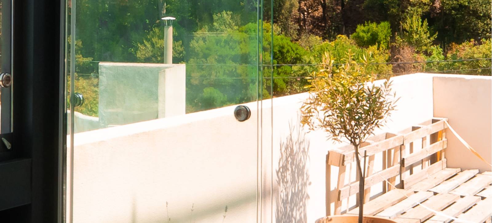 poignée rideau de verre pergola