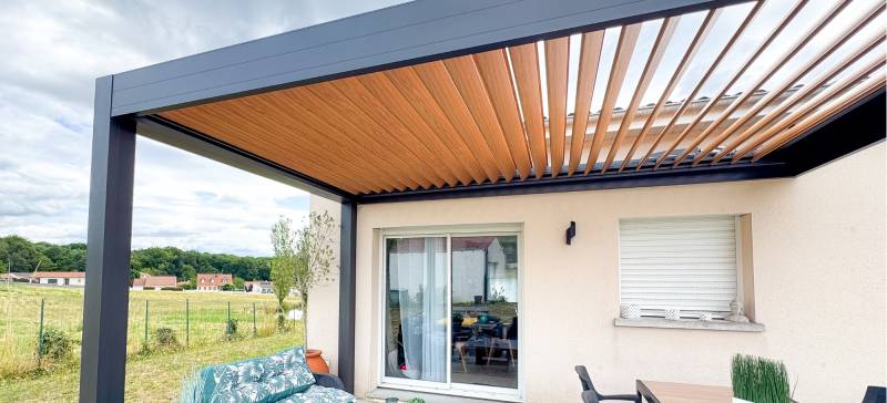 pergola avec lame bois 