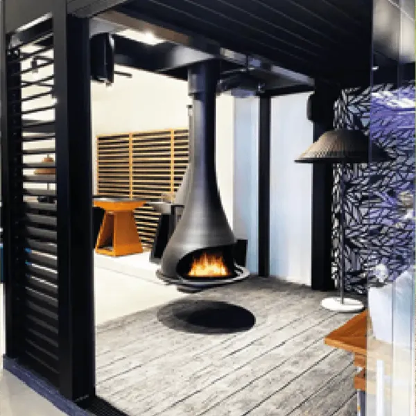 cheminée pergola bioclimatique