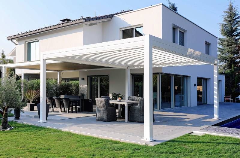 Zoom sur la motorisation des lames pour une pergola bioclimatique 4x3 à Lyon